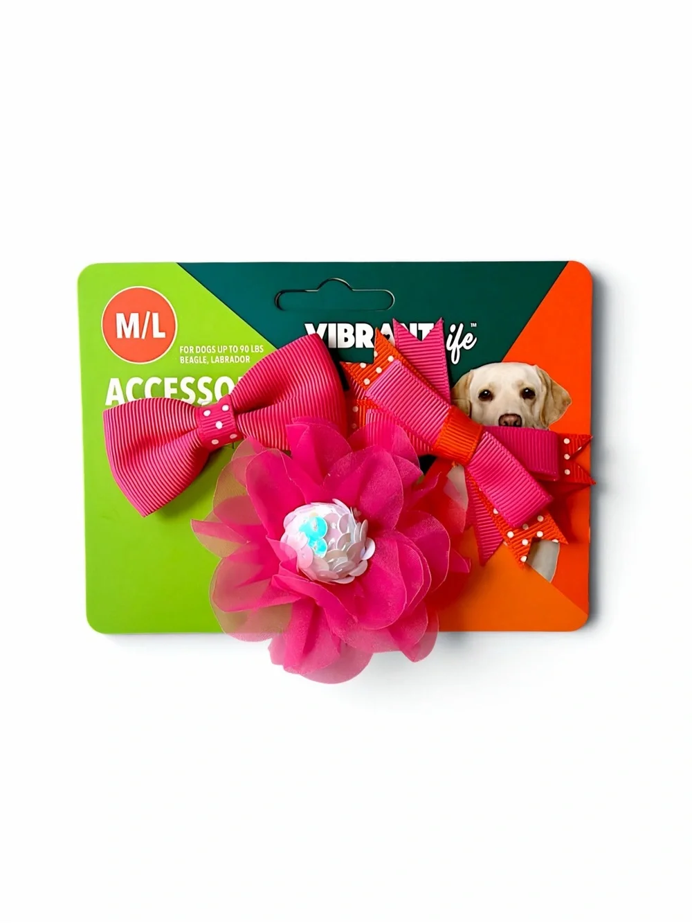 Vibrant Life Pink Dog Bows Accessories 3-Piece Set